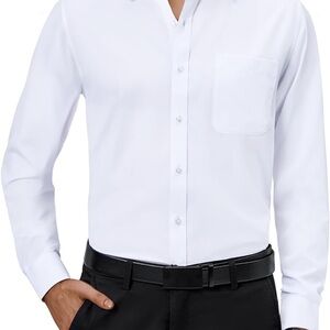 Alimens & Gentle Mens Dress Shirts 4-Way Stretch Long Sleeve Collared Casual Sol
